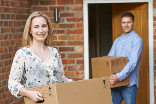 Moving van and packed boxes near West Hampstead flats