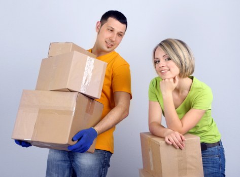 Team organizing a Westhampstead office move with labels and packing materials