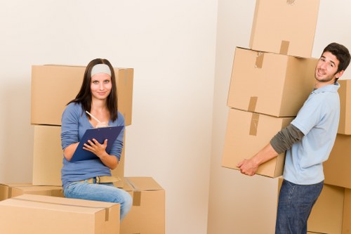 Household moving boxes arranged for a smooth relocation in West Hampstead