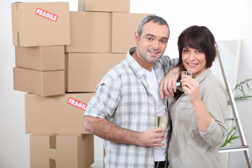 Office removals team relocating business equipment in West Hampstead